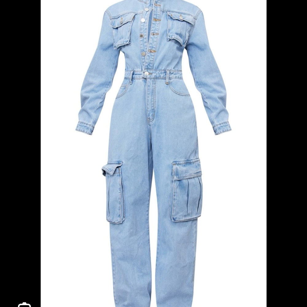 Women's Light Blue Denim Jumpsuit. Pretty Little Thing.